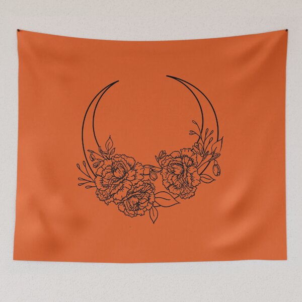 Item preview, Boho Floral Crescent Moon Line Art | Botanical Celestial Minimalist Wildflower Design designed and sold by ronakris009.