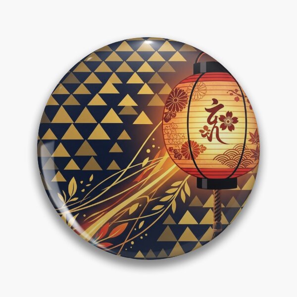 Item preview, Glowing Traditional Japanese Lantern and Golden Patterns - Wa-Modern Art designed and sold by Hikariha Studio.