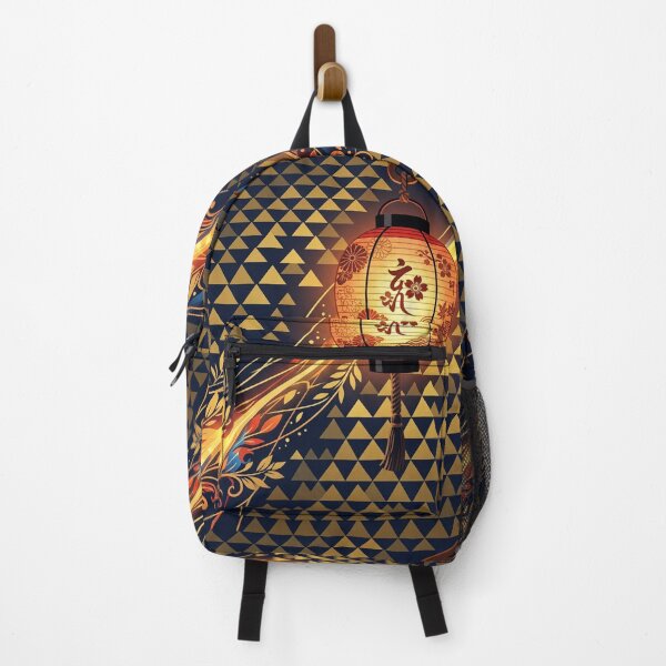 Item preview, Glowing Traditional Japanese Lantern and Golden Patterns - Wa-Modern Art designed and sold by Hikariha Studio.