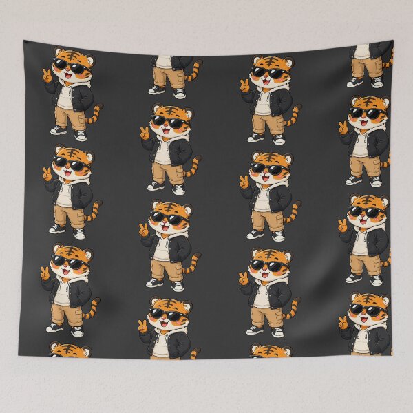 Item preview, Cool Tiger Hoodie Sunglasses Peace Sign Urban Cartoon designed and sold by Seculinator.