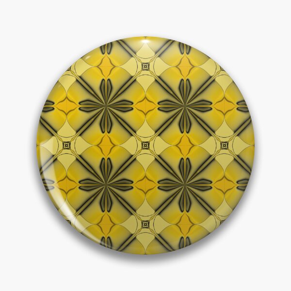 Item preview, Mustard Yellow Geometric Star Retro Floral Pattern designed and sold by SahmatArt.