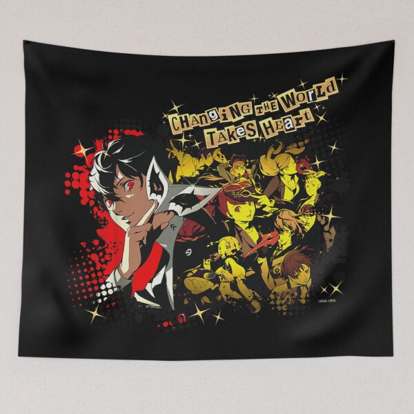 Item preview, Changing The World Takes Heart Phantom Thieves Joker Red Black Art designed and sold by Daisy Grimes.