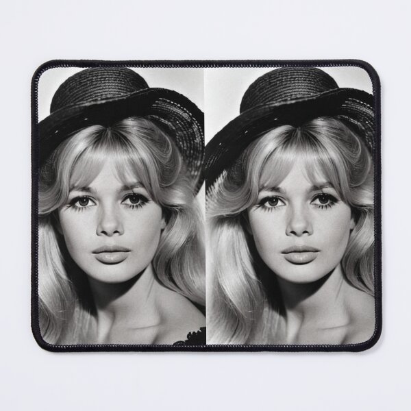 Item preview, Cinema - Great French Actress, Black and White Portrait with Straw Hat of the 1960s designed and sold by Beat-It.