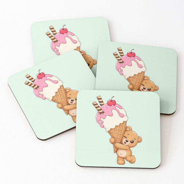Item preview, Cute Teddy Bear Hugging Ice Cream Cone Kawaii Dessert Cartoon designed and sold by alchemist1636 .