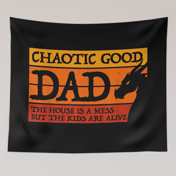 Item preview, Chaotic Good Dad Vintage Sunset Dragon House Is A Mess Father Gift designed and sold by KrystinaGiGi.