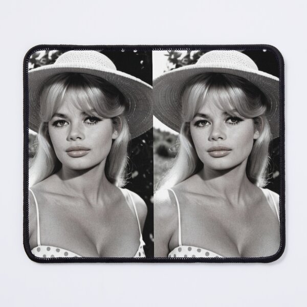 Item preview, Cinema - Great French Actress, Black and White Portrait with White Hat and Polka Dots of the 1960s designed and sold by Beat-It.
