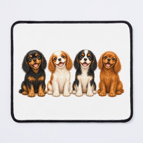 Item preview, Cavalier King Charles Spaniel Puppies Four Colors Watercolor Dog Art designed and sold by SakuraWaStyle.