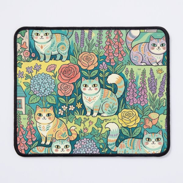 Item preview, Cottagecore Folk Art Cats in Bloom designed and sold by Iampoji.