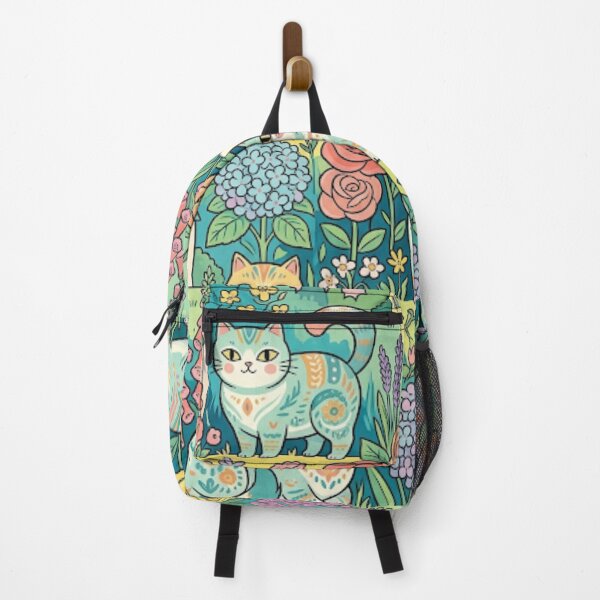 Item preview, Cottagecore Folk Art Cats in Bloom designed and sold by Iampoji.