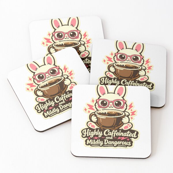Item preview, Highly Caffeinated Mildly Dangerous Bunny Retro Sticker designed and sold by MIROUZ2000.