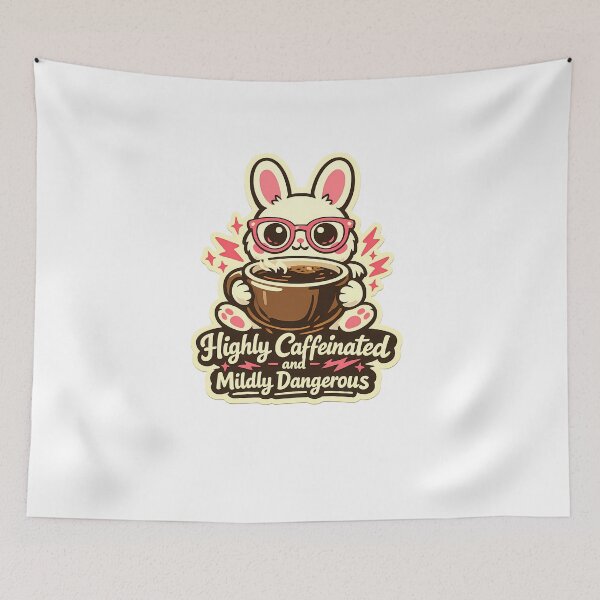 Item preview, Highly Caffeinated Mildly Dangerous Bunny Retro Sticker designed and sold by MIROUZ2000.