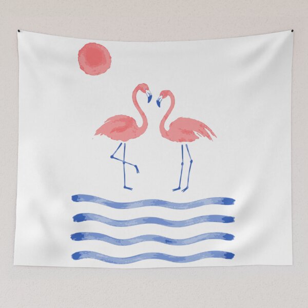 Item preview, Flamingo Love Print, Minimalist Coastal Art, Pink Bird Illustration, Tropical Beach Decor designed and sold by Studio pod Burom.