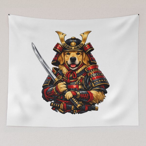 Item preview, Golden Retriever Samurai Premium Warrior Illustration designed and sold by builtforyou.