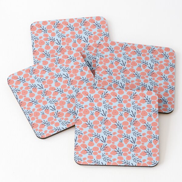 Item preview, Coral Blue Abstract Floral Blob Botanical Pattern Minimal designed and sold by Zaya_art.