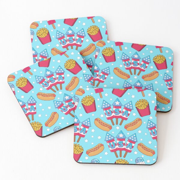 Item preview, 4th of July Seamless Pattern - Fireworks, Hot Dogs, Popsicles, Fries designed and sold by GlitterArtySVG.
