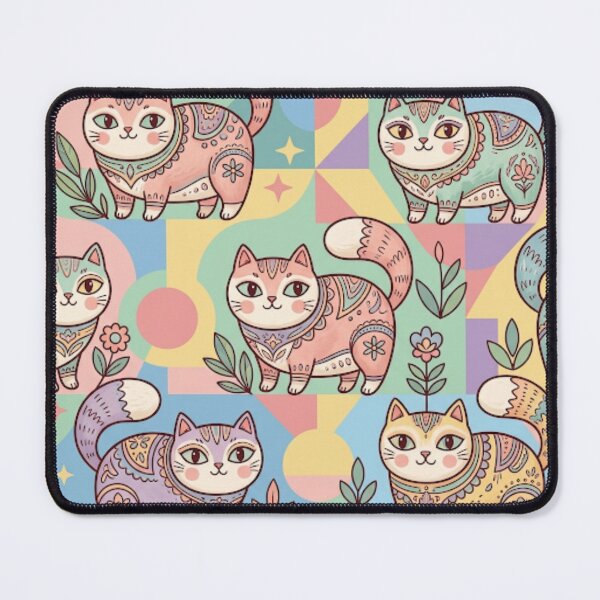 Item preview, Kawaii Pastel Folk Art Cats designed and sold by Iampoji.