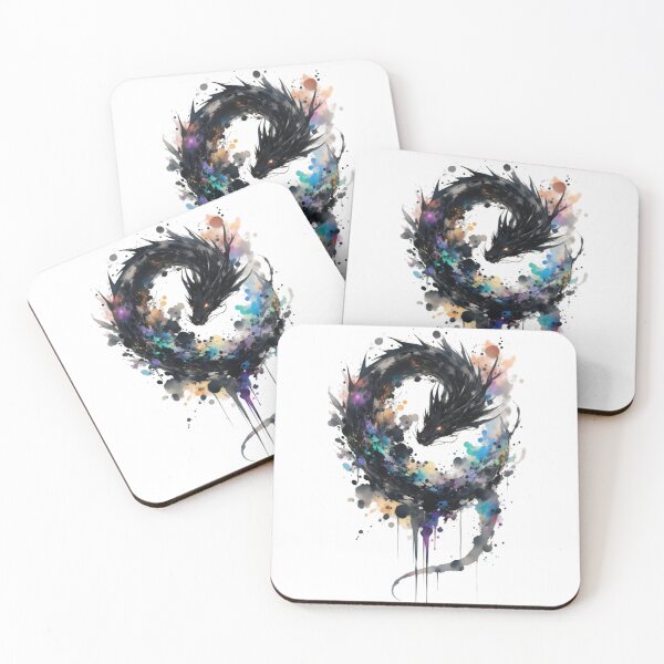 Item preview, Cosmic Shadow Dragon Watercolor Art | Celestial Fantasy Dragon Spiral Design designed and sold by Dyan4.
