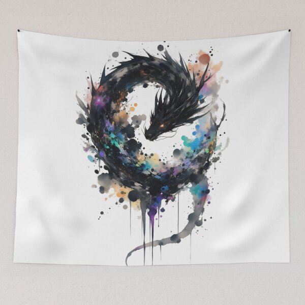Item preview, Cosmic Shadow Dragon Watercolor Art | Celestial Fantasy Dragon Spiral Design designed and sold by Dyan4.