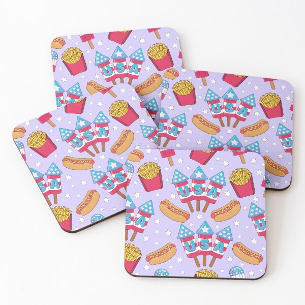 Item preview, 4th of July Seamless Pattern - Fireworks, Hot Dogs, Popsicles, Fries designed and sold by GlitterArtySVG.