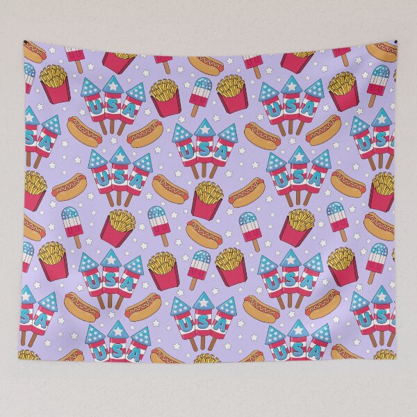 Item preview, 4th of July Seamless Pattern - Fireworks, Hot Dogs, Popsicles, Fries designed and sold by GlitterArtySVG.