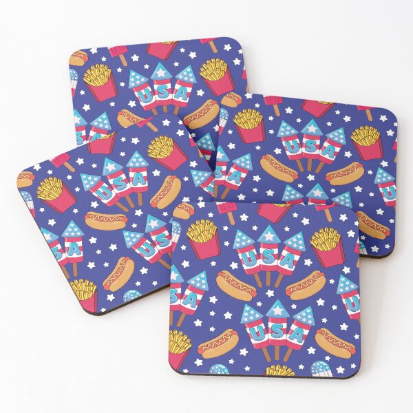 Item preview, 4th of July Seamless Pattern - Fireworks, Hot Dogs, Popsicles, Fries designed and sold by GlitterArtySVG.