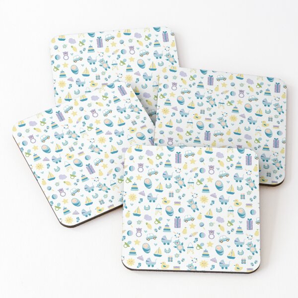 Item preview, Blue Baby Boy Nursery Pattern Toys Teddy Duck Newborn designed and sold by Zaya_art.