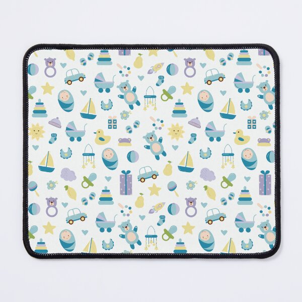 Item preview, Blue Baby Boy Nursery Pattern Toys Teddy Duck Newborn designed and sold by Zaya_art.