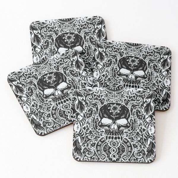 Item preview, Tattoo Skull Design - white for Black Items designed and sold by TeeGeeTees.