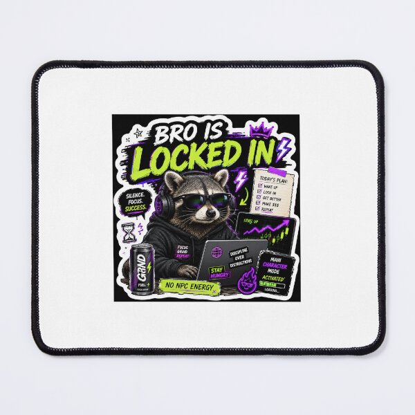 Item preview, Bro Is Locked In | Funny Gen Z Meme Raccoon Sticker designed and sold by Ananyamalik12.
