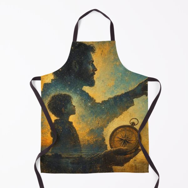 Item preview, Father and Son Stargazing with Compass Fantasy Art designed and sold by Pioneer Spirit Market.