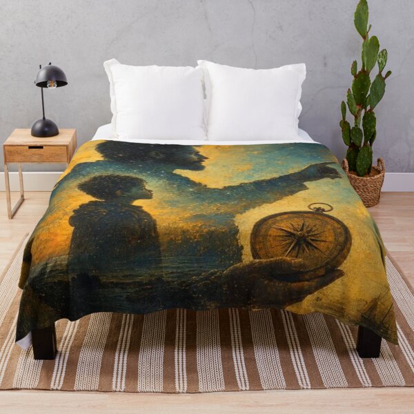 Item preview, Father and Son Stargazing with Compass Fantasy Art designed and sold by Pioneer Spirit Market.