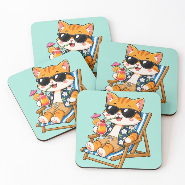 Item preview, Cool Ginger Cat Beach Chair Tropical Cocktail Summer designed and sold by Seculinator.