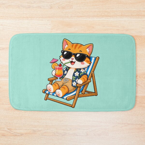 Item preview, Cool Ginger Cat Beach Chair Tropical Cocktail Summer designed and sold by Seculinator.