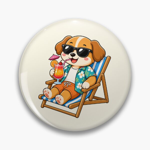 Item preview, Cool Puppy Dog Beach Chair Tropical Cocktail Summer designed and sold by Seculinator.