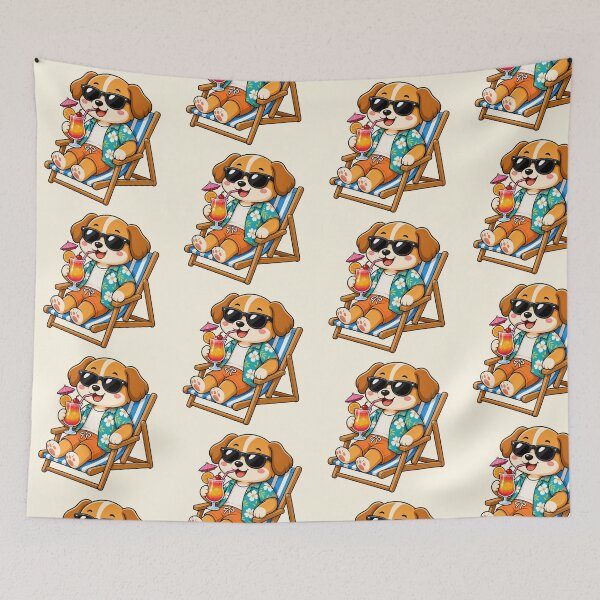 Item preview, Cool Puppy Dog Beach Chair Tropical Cocktail Summer designed and sold by Seculinator.