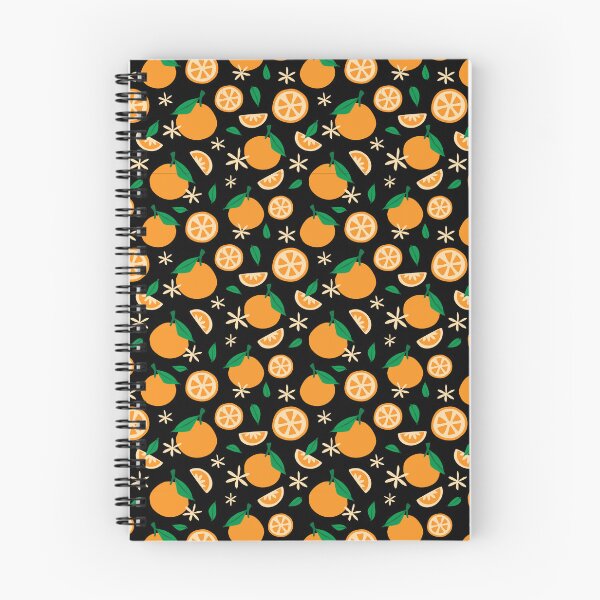 Item preview, Orange Citrus Fruit Pattern Black Background Botanical designed and sold by Zaya_art.