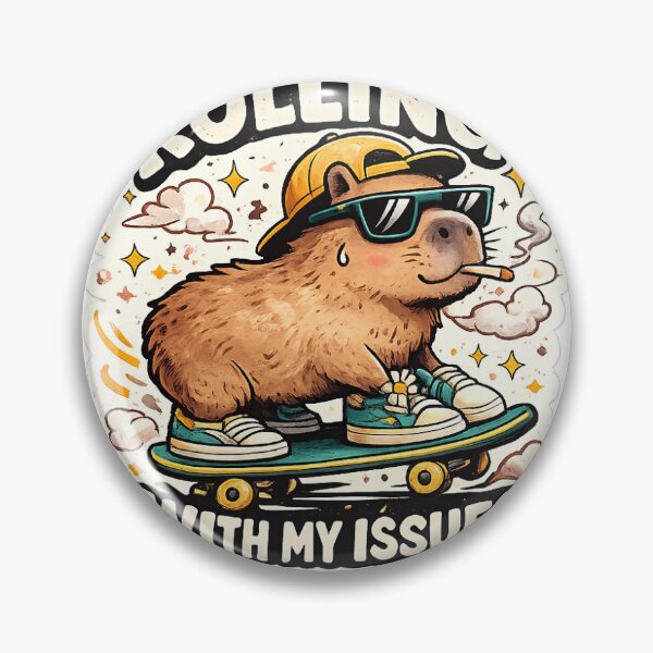 Item preview, Rolling With My Issues Funny Capybara Sticker designed and sold by ravikiran2195.