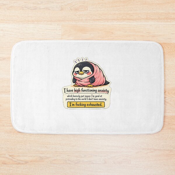 Item preview, Exhausted Penguin High Functioning Anxiety Funny Sticker designed and sold by MIROUZ2000.