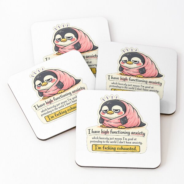 Item preview, Exhausted Penguin High Functioning Anxiety Funny Sticker designed and sold by MIROUZ2000.