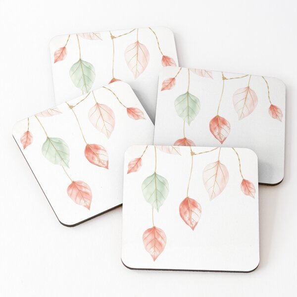 Item preview, Minimalist Hanging Watercolor Pastel Leaves Border designed and sold by Vida e Arte.