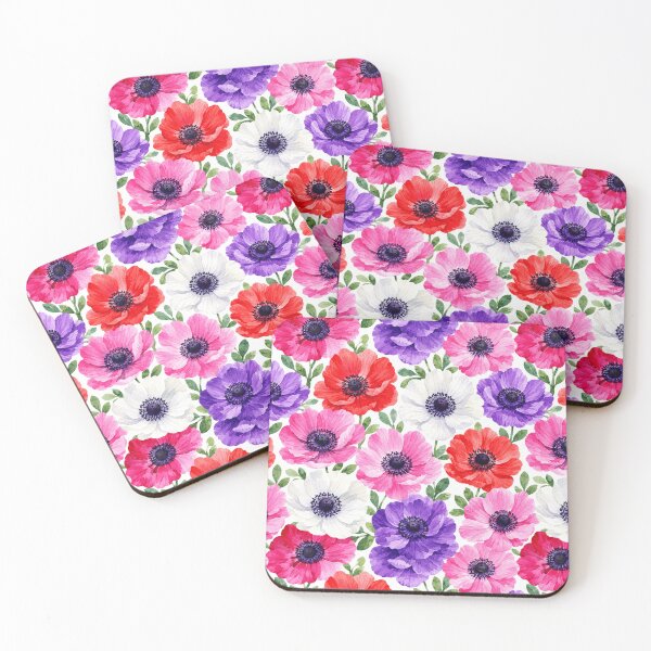 Item preview, Anemone Field Dark Center Watercolor Seamless Pattern designed and sold by Inkworksbyshery.