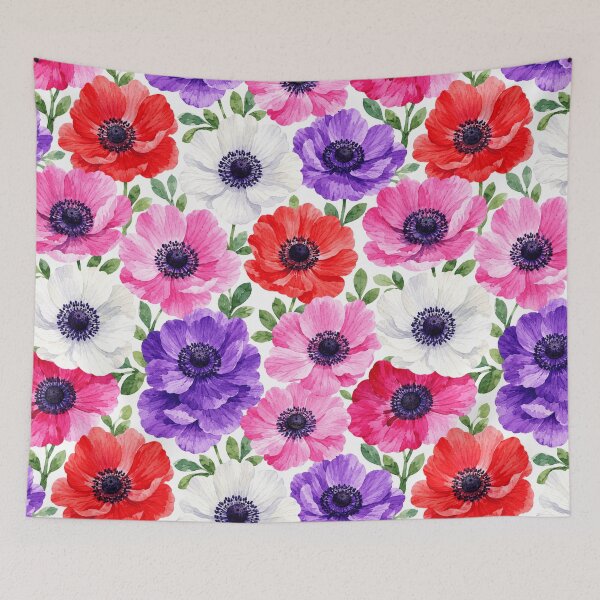 Item preview, Anemone Field Dark Center Watercolor Seamless Pattern designed and sold by Inkworksbyshery.