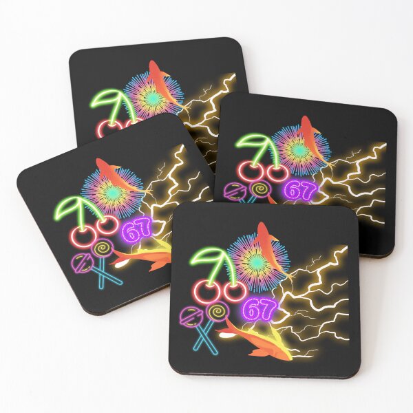 Item preview, Vibrant Retro Neon Collage - Cyberpunk Koi Fish Cherry and Lightning Art designed and sold by alalame.