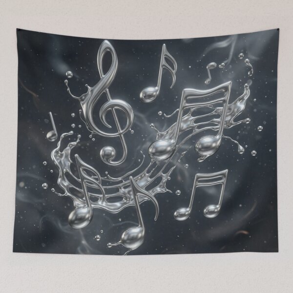 Item preview, Silver Liquid Metallic Musical Notes Splashing designed and sold by Pioneer Spirit Market.