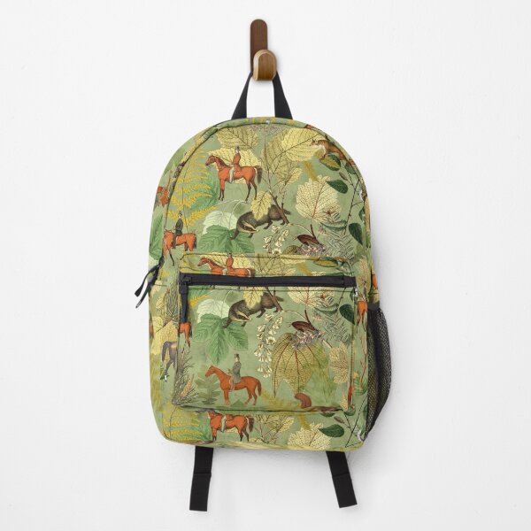 Item preview, Horseback Riding in The Forest with Woodland Animals, Colorful Cottagecore Toile pattern with Fox Hunting Scene designed and sold by CanisArtStudio.