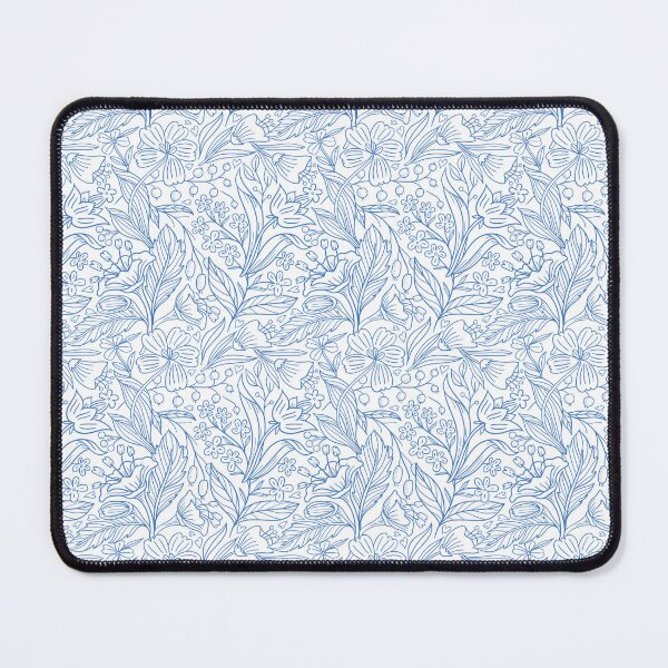 Item preview, Blue White Botanical Floral Line Art Pattern Delicate Flowers designed and sold by Zaya_art.
