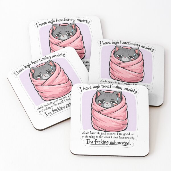 Item preview, Tired Burrito Cat High Functioning Anxiety Sticker designed and sold by MIROUZ2000.