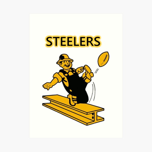 Steelers Vintage Pittsburgh Steelers - fantastic image of walking iron steel girder kicking football Art Print