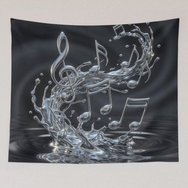 Item preview, Silver Liquid Metallic Musical Notes Splashing from Water designed and sold by Pioneer Spirit Market.