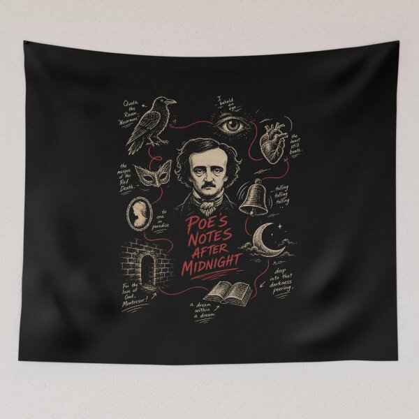 Item preview, Poe's Notes After Midnight Gothic Literary Art designed and sold by Fenay Designs.